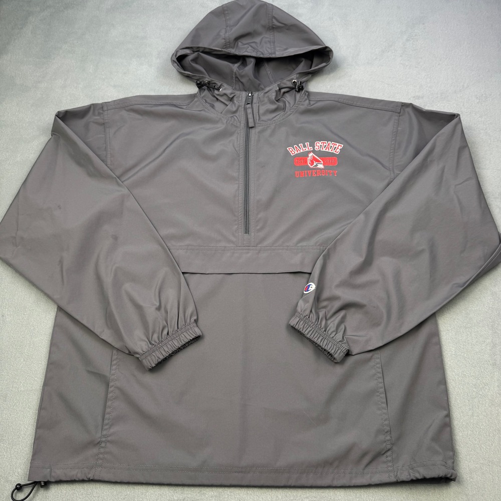 Ball State Cardinals Jacket Mens Medium Gray NCAA Football Champion Hooded